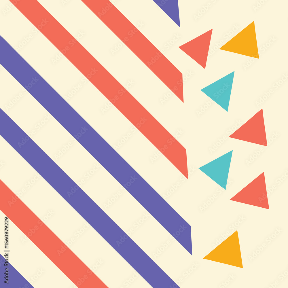 Poster geometric abstract design featuring diagonal lines and colorful triangle elements