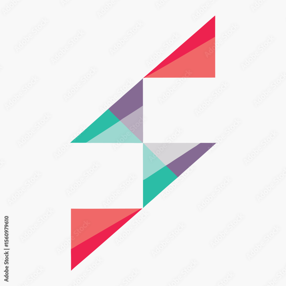 Poster geometric abstract design with gradient triangles in modern style