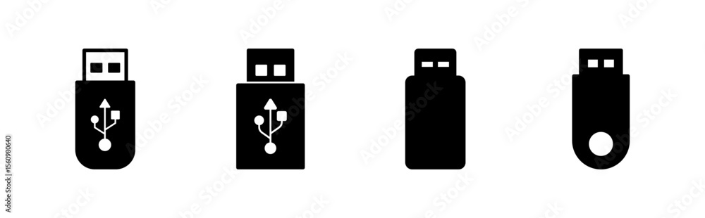 Poster usb icon set. flash disk icon vector