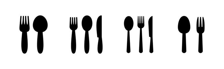 spoon and fork icon set. spoon, fork and knife icon vector. restaurant icon
