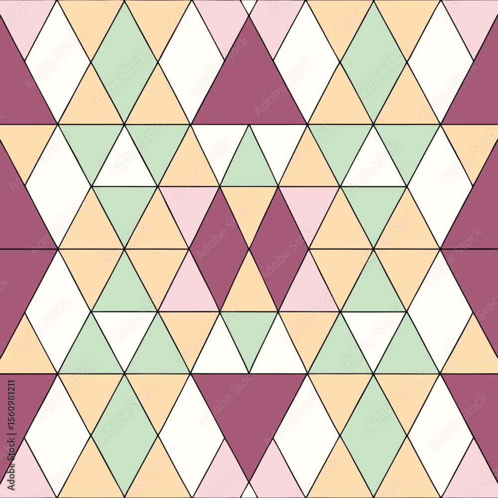 Aufkleber geometric colorful seamless pattern composed of triangles and diamonds on light background