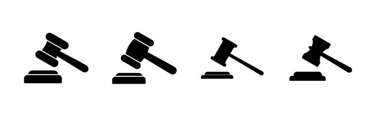 Gavel icon set. judge gavel icon vector. law icon vector. auction hammer