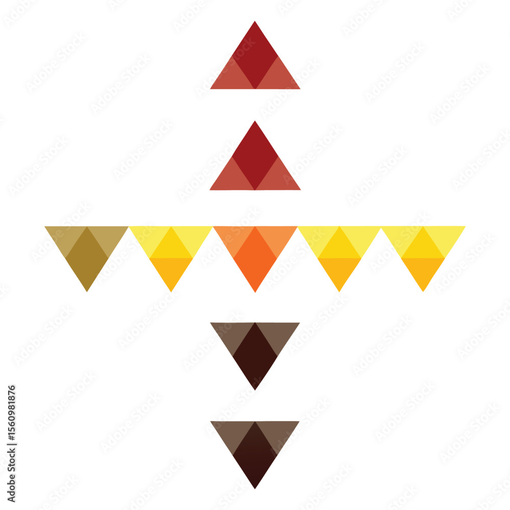 Poster geometric design with colorful triangles in an abstract composition with transparency