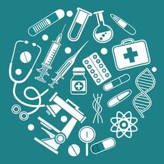Medical icons circle healthcare science and medicine vector illustration