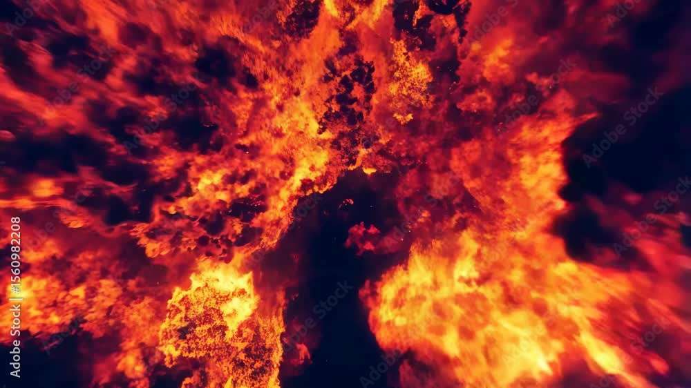 Poster dramatic fiery explosion sequence with intense flames and dynamic burst