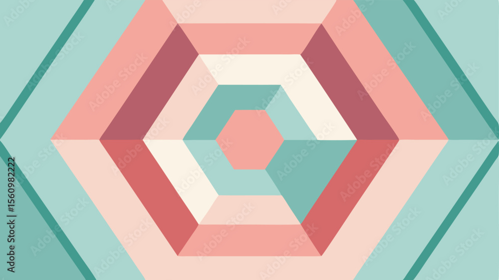 Poster geometric hexagon pattern with soft colors suitable for various creative design projects