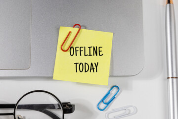 Office Note “Offline Today” Set on Office Desk – Unavailable Status Concept