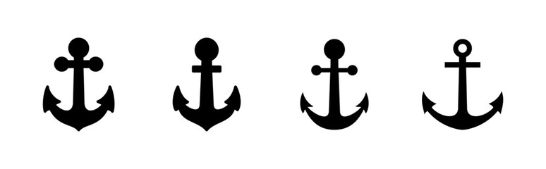 Anchor icon set. Anchor symbol logo. Anchor marine icon.