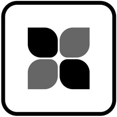 Abstract Black and Grey Floral Design Element, Menu Icon