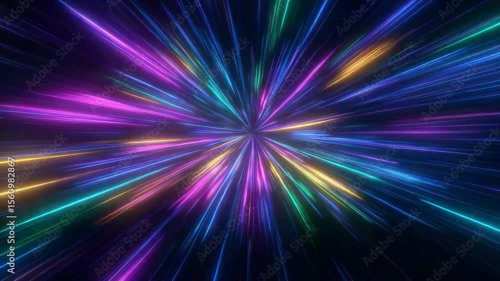 Poster colorful light explosion: an explosion of vibrant neon lights bursts forth, creating a mesmerizing d