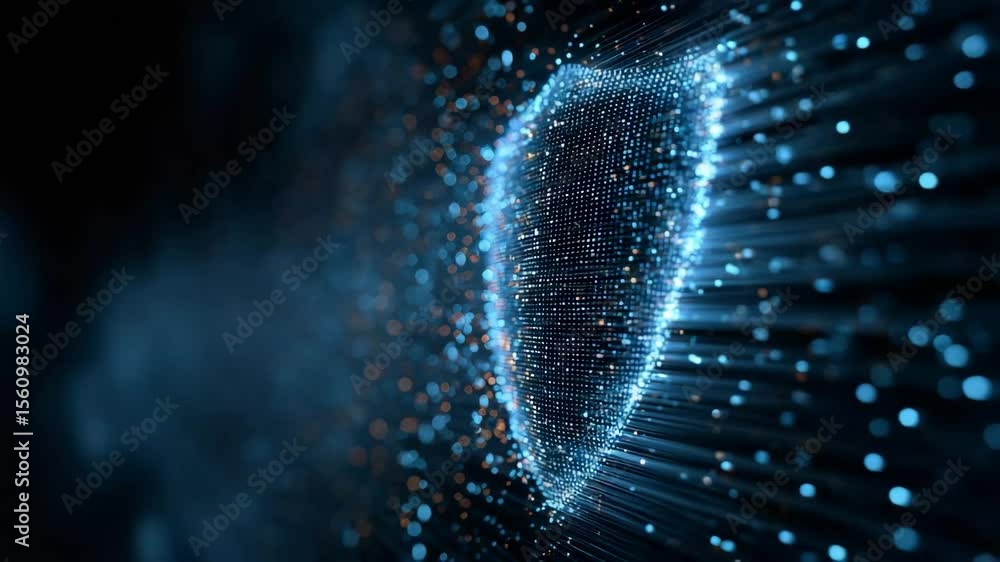 Aufkleber digital shield of security: a vibrant, abstract depiction of a digital shield, pulsating with energy