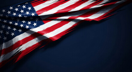 Patriotic American flag design with grunge texture. Ideal for Independence Day, Memorial Day, or Veterans Day. Use as a background for social media, websites, or print materials