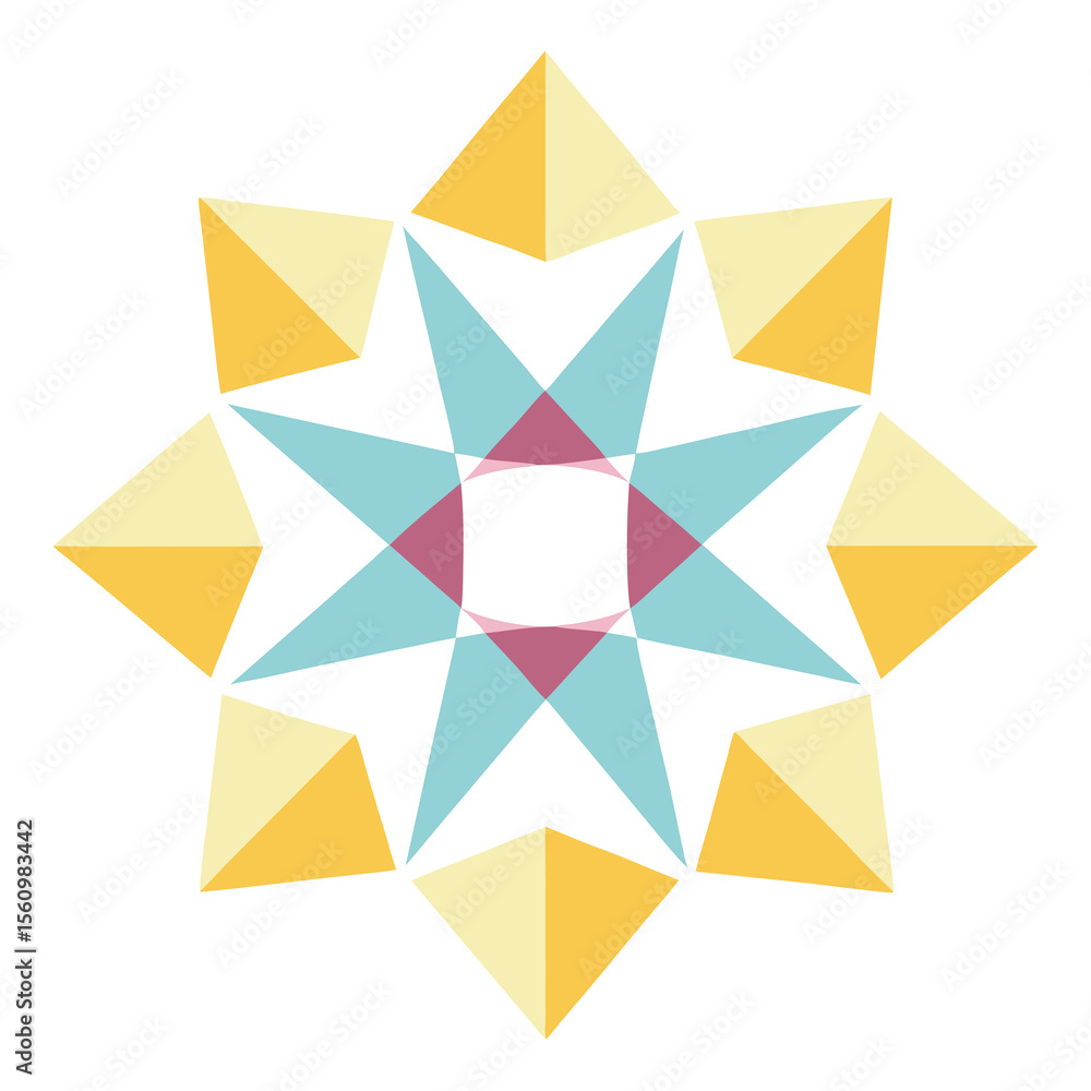 Poster geometric starburst design with transparent overlapping triangle shapes