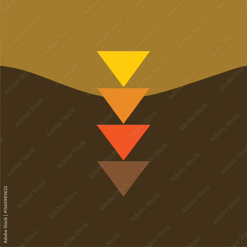 Poster gradient of triangles in earthy tones illustrating progression or sequence abstract art