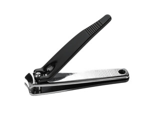 Obraz premium A dark metal nail puller, isolated on a white background, essential for removing nails from wood.