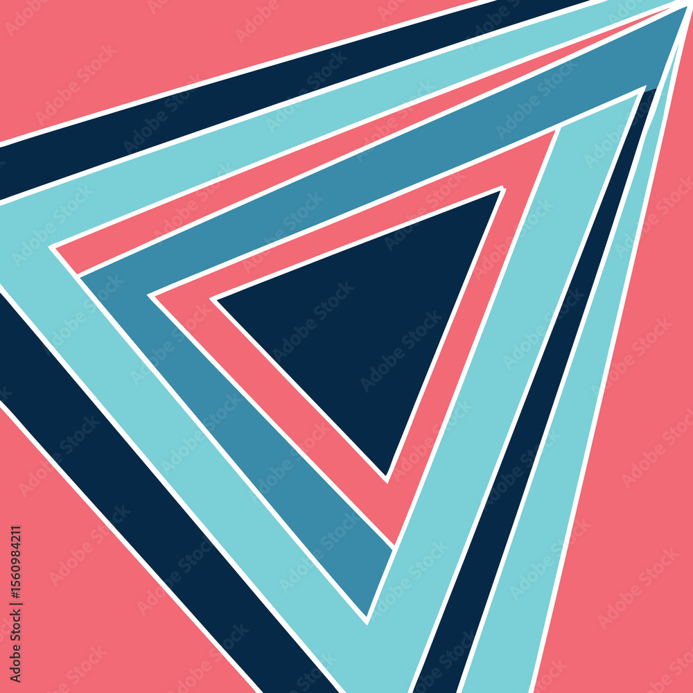 Poster modern abstract geometric illustration featuring triangle shapes and complementary color palette