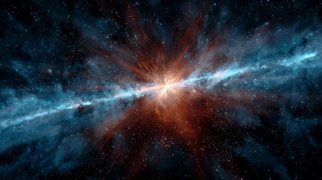 A distant quasar radiates cosmic energy, emanating powerful beams of accelerated particles that traverse the cosmos, leaving a mesmerizing imprint on the fabric of spacetime itself.