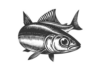 Minnow Fish Engraved Hand Drawn Natural Illustration Vector Isolated by AZ for Books, Arts, Design and Decoration Graphic Asset