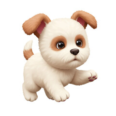 Adorable Fluffy Puppy Dog with Big Eyes Walking Playfully Outdoors