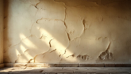 Old Cracked Plaster Wall with Sunlight
