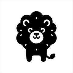 Fototapeta premium Cute, stylized black and white illustration of a cartoon lion.