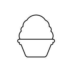Vector illustration of a sketch of a bowl of shaved ice, icon or logo design and sticker.