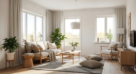 Bright and Airy Living Room Design with Natural Light and Minimalist Decor