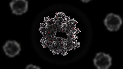 Detailed 3D Visualization of Molecular Structure rotating on dark background with virus, creating - Powered by Adobe