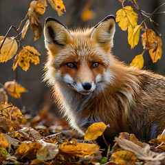 Fototapeta premium red fox in autumn