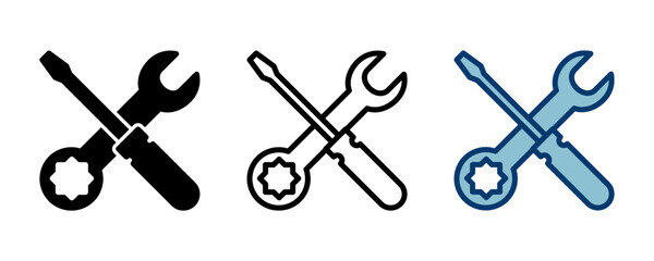 Repair icon vector isolated on white background. Wrench and screwdriver icon. settings vector icon. Maintenance. tools
