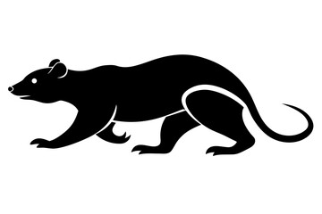 Fototapeta premium Black silhouette of a bear walking on a white background animal