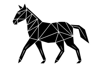 Black geometric horse walking silhouette on white background animal