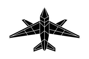 Black and white geometric jet airplane vector graphic aircraft aviation