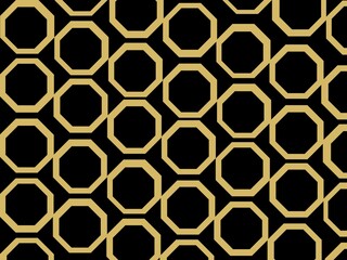 Gold Hexagone Pattern With Black background  For Ceramic,Book Cover,Fashion motif or other 