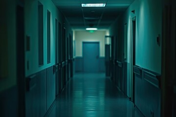 Obraz premium Empty hospital corridor at night