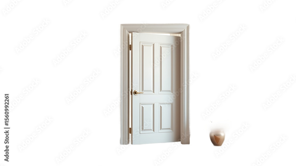 Poster set of home door elements for open and close isolated on transparent background interior design conc