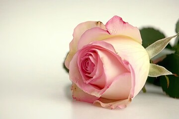 Fototapeta premium Close-up of a single, pale pink rose
