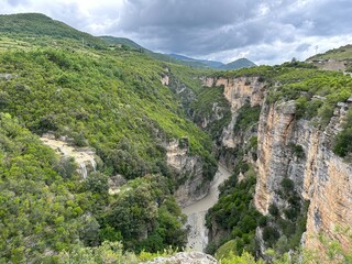 Albanian mountain river gorge - white water rafting on the Osum River near Berat, Albania