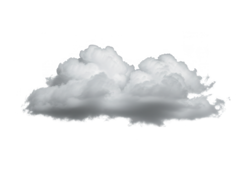 A single fluffy white cloud isolated on transparent background