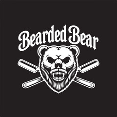 Bearded Bear – Bold Black & White Line Art Illustration