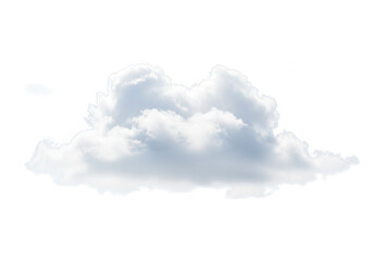 A fluffy white cloud isolated on transparent background drifts serenely, evoking a sense of peace and the beauty of nature