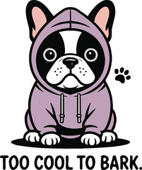 Too Cool to Bark – Minimalist French Bulldog in Hoodie Flat Vector Illustration