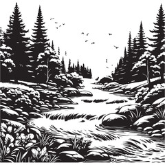 editable river vector