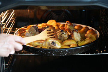 roasted chicken with potatoes