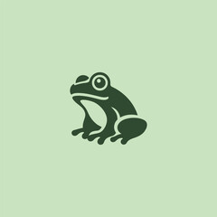 Frog silhouette logo in clean and simple design style.