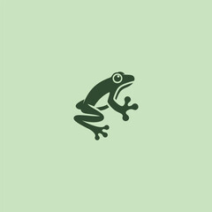 Frog silhouette logo in clean and simple design style.