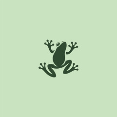 Frog silhouette logo in clean and simple design style.