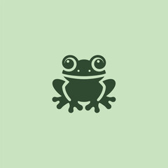 Frog silhouette logo in clean and simple design style.