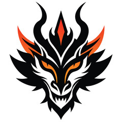 Naklejka premium Vector graphics of tribal art abstract design face of fire dragon head on white background