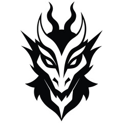 Vector graphics of tribal art abstract design face of fire dragon head on white background